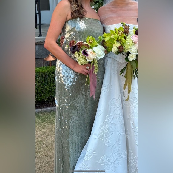 STAUD Olive Moss Green Sequin Dress